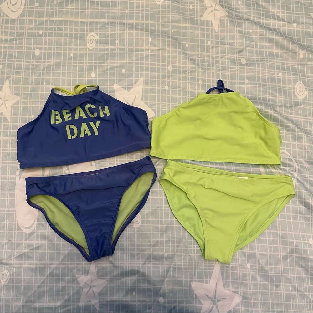Wonder Nation Girls’ Bikini Bundle - Blue and Lime